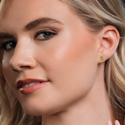 Miniatura 8 de Gem Stone King Aretes redondos de oro amarillo de 14 quilates con piedra natal Redondos de 0.157 in Aretes de oro para mujeres y hombres