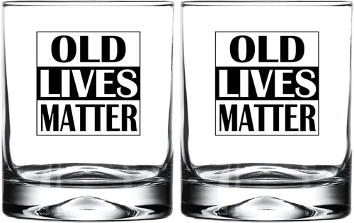 Miniatura 5 de Rogue River Tactical Divertida taza de cristal de whisky con texto en inglés "Old Lives Matter", regalo para él, para hombres, papá, mamá, abuelo