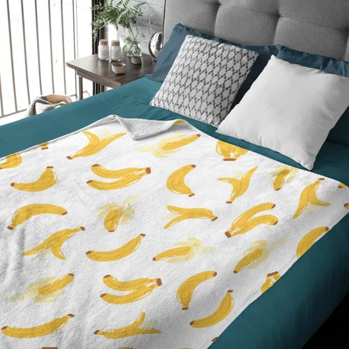Miniatura 2 de Darani Manta de franela ligera de fruta de plátano, súper suave y acogedora, cálida y ligera, manta de franela suave de 60 x 50 pulgadas