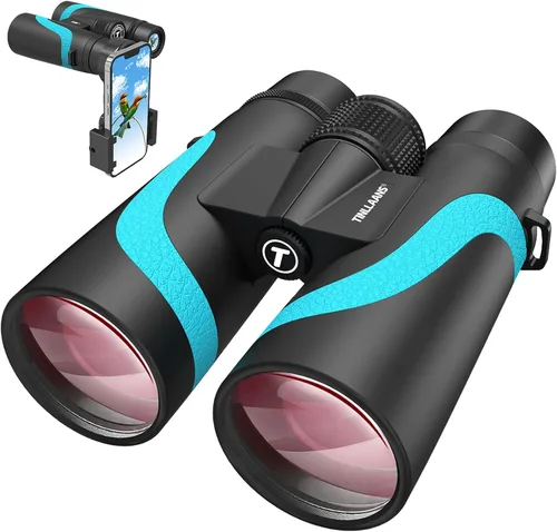 Binoculares UHD de 15 x 55 para adultos de alta potencia con adaptador de teléfono, vista grande, prisma BAK4, impermeable, ligero para observación