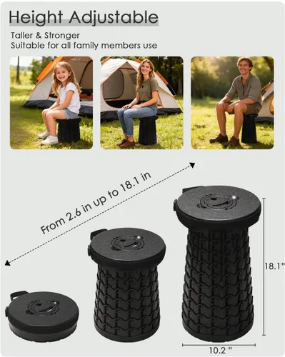 Miniatura 2 de Spisces Taburete plegable mejorado, capacidad resistente de 800 libras y ligero, 2.6 libras, taburete plegable retráctil portátil de 18 pulgadas