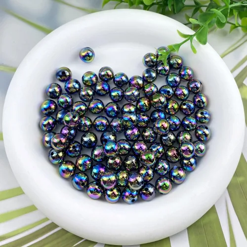 Miniatura 2 de Jmassyang 200 cuentas de perlas brillantes de 0.394 pulgadas (0.394 in), color AB, redondas, de plástico, acrílico, espaciador, manualidades