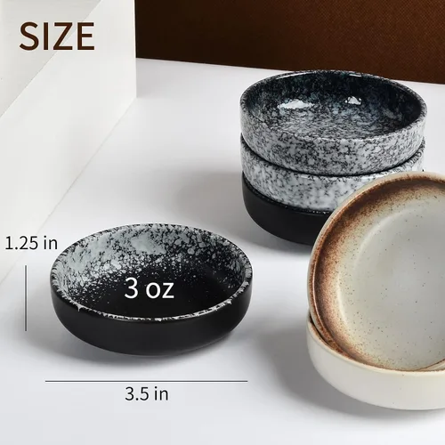 Miniatura 2 de Juego de platos de salsa de soja de cerámica, juego de cuencos para sumergir de 6 piezas, cuencos para chips y salsa, estilo japonés de 3 oz, plato