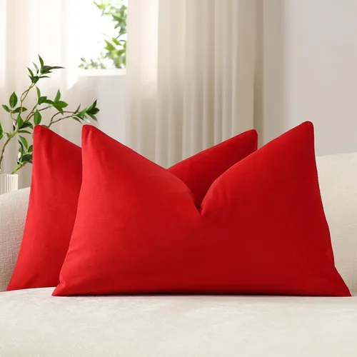 Miniatura 39 de Dezene - 2 fundas decorativas de terciopelo para almohada Hielo de vainilla