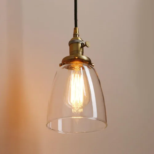 Miniatura 20 de PERMO Moderno accesorio de iluminación colgante con globo de vidrio transparente redondo de 5.9 pulgadas, pantalla soplada a mano, lámpara
