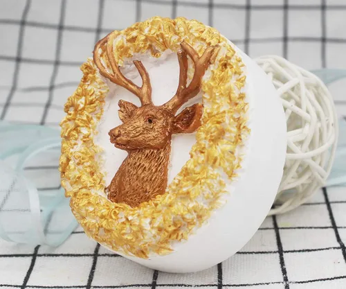 Miniatura 3 de Molde de jabón animal de silicona para ciervos - forma redonda para decoración de velas y pasteles