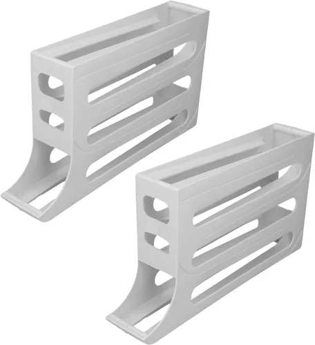 Miniatura 8 de Soporte para huevos para refrigerador, 60 unidades dispensador automático de huevos con 4 niveles y filas dobles, organizador de bandejas de huevos