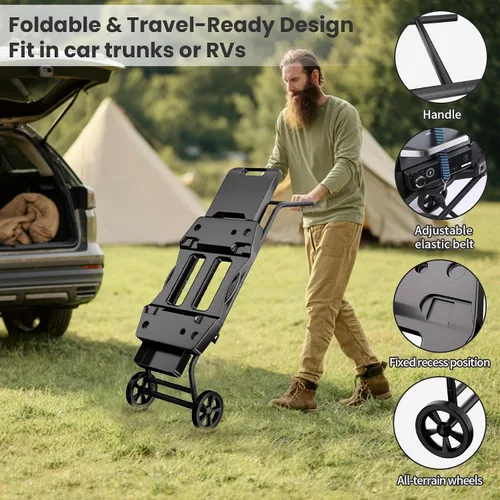 Miniatura 5 de GRISUN Carrito plegable para parrilla Ninja OG700–OG750 y Blackstone de 22 pulgadas Soporte portátil para barbacoa con ruedas, mesa auxiliar