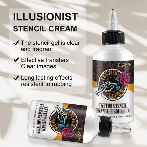 Miniatura 2 de 2 plantillas de tatuaje, solución de gel de 5.1 fl oz, plantilla profesional de transferencia de gel para tatuaje, imprimación, gel crema