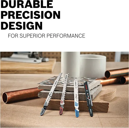 Miniatura 6 de Bosch 100 piezas 5-1/4 pulgadas 5-10P TPI Progressor para madera con clavos T-Shank Hojas de sierra caladora
