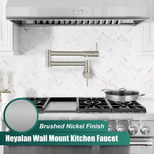 Miniatura 9 de Heyalan Pot Filler - Llenador de ollas de 19 pulgadas para montaje en pared, plegable, extensible, grifo de cocina/restaurante de acero inoxidable