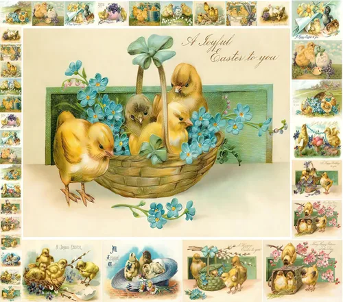 Miniatura 14 de Decoupage - Paquete de papel (10 hojas A4 / 8 x 12 pulgadas) conejitos de Pascua FLONZ Vintage Ephemera Uno