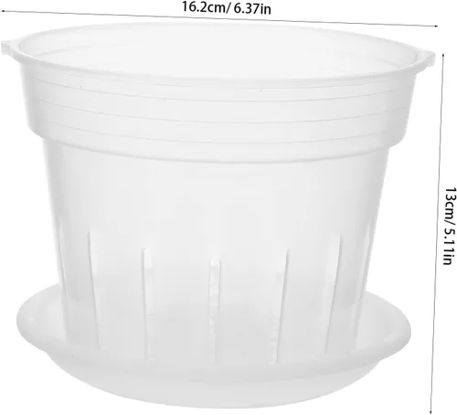 Miniatura 2 de Maceta de orquídeas para interiores, 1 juego de agujeros de ventilación, prácticas macetas redondeadas con bandeja transpirables, macetas