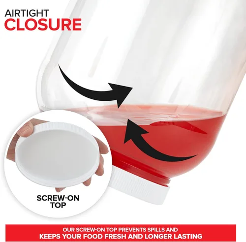 Miniatura 4 de Stock Your Home Tarros de plástico transparente de 1 galón con tapas (paquete de 2) tarro grande de boca ancha de 128 onzas con tapa, recipiente