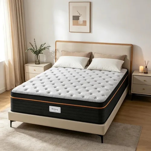 Miniatura 10 de Colchón tamaño individual de 10 pulgadas en una caja, espuma viscoelástica híbrida y resortes embolsados, 7 zonas para dormir de espalda y de lado