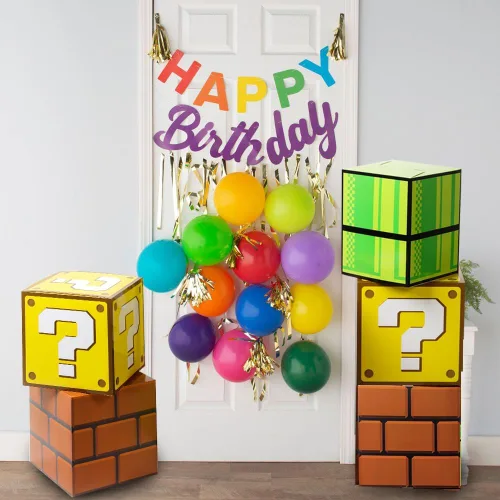 Miniatura 2 de 6 cajas grandes de fiesta para fiesta de cumpleaños, caja de tubos de ladrillo para fiesta de juegos, cajas de accesorios de fiesta