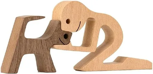 Miniatura 11 de Regalo único tallada a mano estatua de hombre y perro, estatua de madera humana de perro, escultura de madera para decoración de oficina en casa