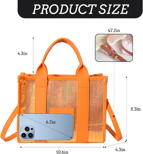 Miniatura 4 de JQAliMOVV The Tote Bag for Women, Shining Leather Tote Bag Trendy Top Handle Crossbody Handbags for Work Travel
