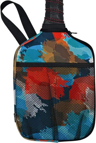 Miniatura 9 de WK IEASON Funda de neopreno para paletas de pickleball con bolsillos interiores y correa de asa, funda para raqueta y organizador de bolas Impresión