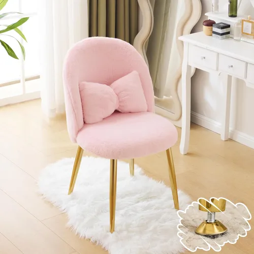 Miniatura 15 de VINGLI Silla de Maquillaje de Pétalo con Respaldo, Silla de Escritorio Linda para Niñas Sin Ruedas, Silla de Comedor Moderna, Pequeña Silla
