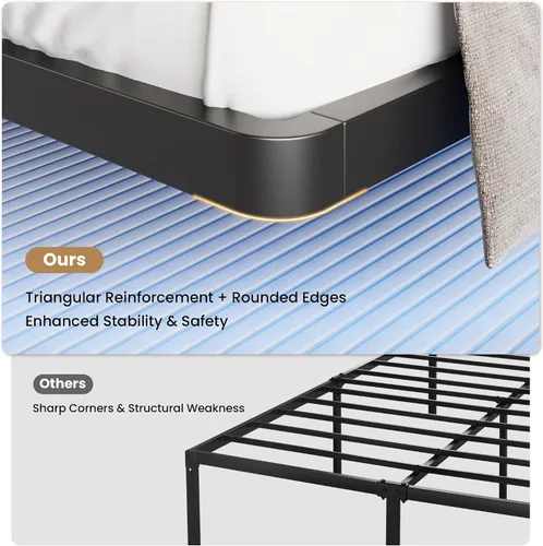 Miniatura 8 de SHA CERLIN Marco de cama flotante tamaño twin con luces LED inteligentes y estación de carga, cama de plataforma de metal resistente con diseño