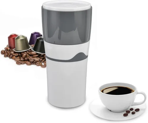 Miniatura 2 de Cafetera portátil, máquina de una sola porción, prevención de fugas laterales de 360 grados, goteo manual para viajes, camping, oficina, uso Gris