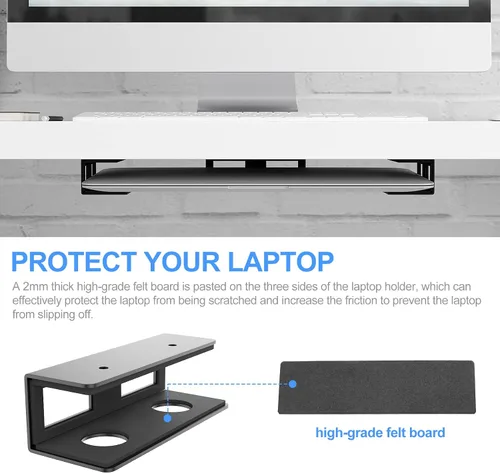 Miniatura 2 de Soporte de metal para debajo del escritorio con tablero de fieltro para proteger tu laptop, soporte de bandeja para laptop debajo del escritorio