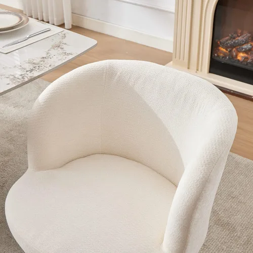 Miniatura 5 de Beige Small Office Chair, Chenille Cute Swivel Vanity Makeup Desk Chair with Wheels for Teens Women Girls, Comfy Adjustable Computer Chairs for