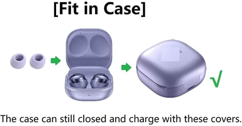 Miniatura 3 de JNSA Reemplazo de silicona para auriculares Galaxy Buds Pro, S/M/L 3 tamaños 3 pares, cabe en la funda, auriculares geles para oídos, color negro