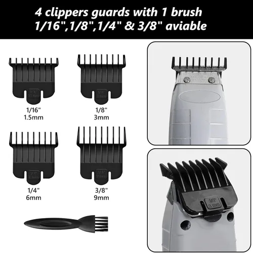 Miniatura 4 de Paquete de 4 protectores para cortapelos Andis T Outliner, protectores guía de 1/16", 1/8", 1/4", 3/8", juego de peines de acoplamiento a presión