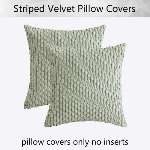 Miniatura 237 de K Kevin Textile - Juego de 2 fundas de almohada decorativas de corduroy suave azul con rayas estilo bohemio, fundas de almohada para sofá, cama