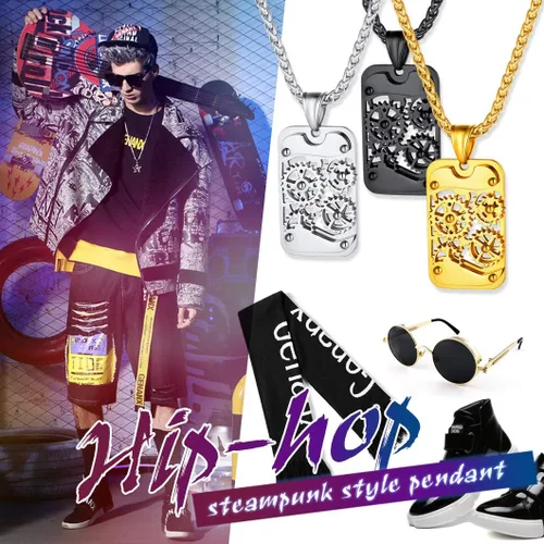 Miniatura 3 de Richsteel - Placa de identificación estilo Hip Hop militar para collar, fibra de carbón, colgante de bibliabala, para mujeres y hombres joya