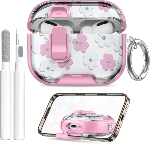 Miniatura 32 de Funda compatible con Airpods Pro 3 (2025) con soporte para teléfono y kit de limpieza, bonito clip de silicona suave para Apple AirPods Pro de 3ª