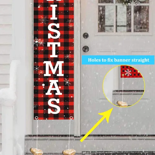 Miniatura 4 de Cartel de Navidad para porche, cartel colgante de Navidad, decoraciones colgantes de Navidad para decoración del hogar al aire libre (2)