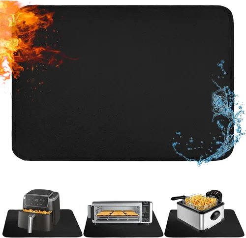 Miniatura 11 de Alfombrilla resistente al calor para freidora de aire, freidora profunda, horno, almohadillas calientes negras de 12 x 14 pulgadas para protector