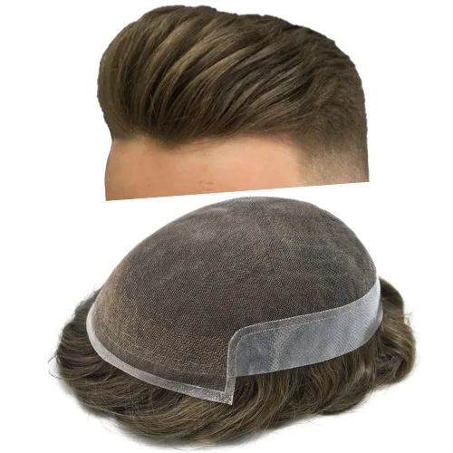 Miniatura 25 de Mens Toupee Hair Piece Human Hair Replacement System For Men Soft French Lace Men Hair System Hairpieces For Men Toupee For Men Protesis Capilar