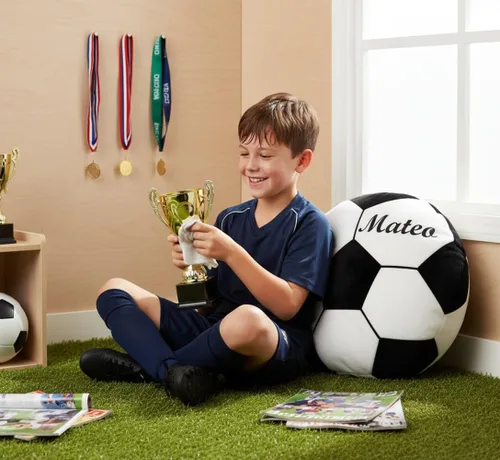 Miniatura 5 de Almohada de pelota de fútbol personalizada con número de nombre, regalo deportivo personalizado para niños y niñas, cojín de fútbol de felpa