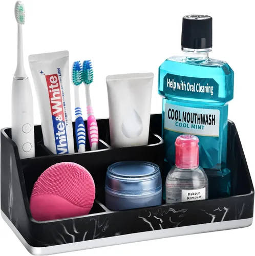VITVITI Portacepillos de dientes para baños, organizador de encimera de baño para encimera de tocador, fregadero de 5 ranuras, cepillo de dientes,