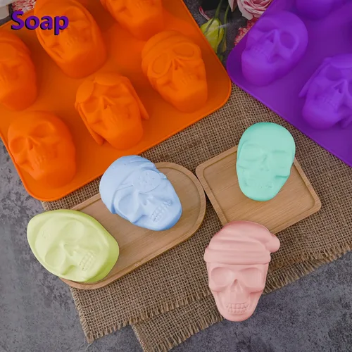 Miniatura 5 de Juego de moldes de silicona de calavera grande 3D, 2 piezas para Halloween, moldes de silicona para resina, moldes de silicona para chocolate