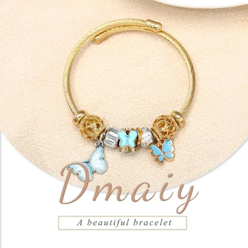 Miniatura 5 de Dmaiy Pulseras de oro con dije de luna, pulsera de cuentas para mujeres y niñas