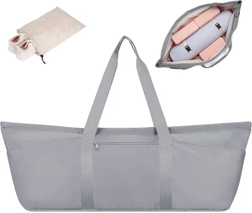 Miniatura 9 de Bolsa grande para esterilla de yoga con compartimento para zapatos y bolsillo impermeable, bolsa de gimnasio para pilates con soporte para esterilla
