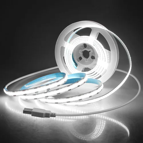 Miniatura 16 de Aclorol COB - Tira de luces LED para TV de 5 V, alimentada por USB, luz blanca cálida, 6.56 pies, 320 LED/M COB, tira de luz flexible para TV