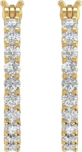 Miniatura 2 de Aretes de aro de diamantes naturales de 14 a 34 quilates en oro de 10 quilates o en platino