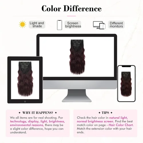 Miniatura 6 de REECHO Extensiones de cabello, 4 piezas de extensiones de cabello con clip HE001, piezas de cabello sintético natural suave para mujer, color Negro