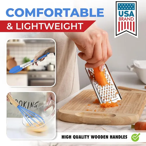 Miniatura 6 de Kaluns Juego de 50 piezas de utensilios de cocina de silicona Juego de cocina completo - 427°C resistente al calor antiadherente utensilios de Azul