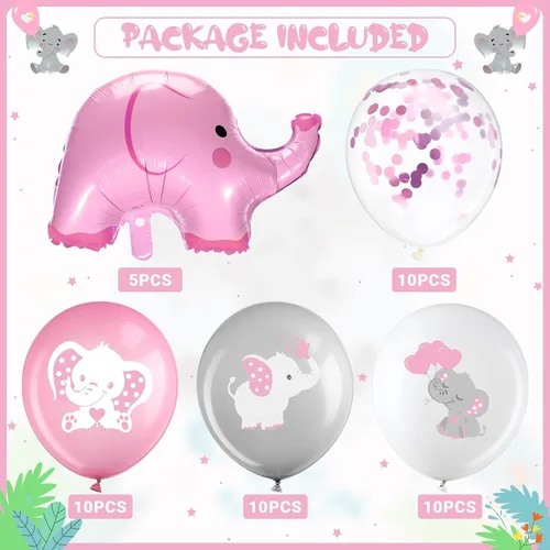 Miniatura 2 de Aoriher 45 globos de elefante de 12 pulgadas, globo de elefante para baby shower, para bebés, niños y niñas, revelación de género, suministros