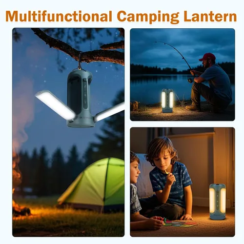 Miniatura 6 de AYAMAYA - Luces de campamento plegables recargables, linterna LED de campamento de 10000 mAh con energía de emergencia integrada, linterna portátil