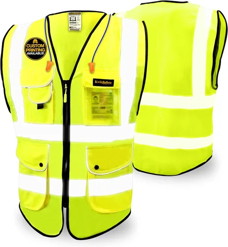 KwikSafety - Charlotte, NC - Chaleco de seguridad superior [9 bolsillos únicos y ribete reflectante de bolsillo] Clase 2 ANSI probado OSHA