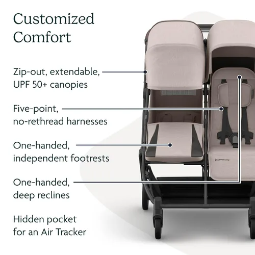 Miniatura 6 de UPPAbaby Minu Duo - Cochecito doble lado a lado, ligero y diseño compacto para viajes, fácil de plegar, desde el nacimiento hasta el niño pequeño