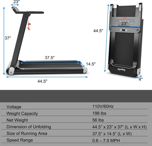 Miniatura 8 de Goplus Caminadora plegable, cinta de correr compacta superfit con control de aplicación, altavoz de dientes azules, 12 programas preestablecidos